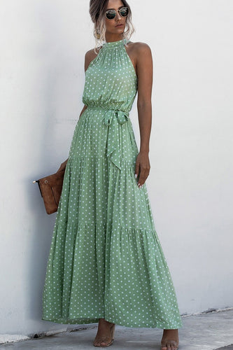 Green Haltered Maxi Dress