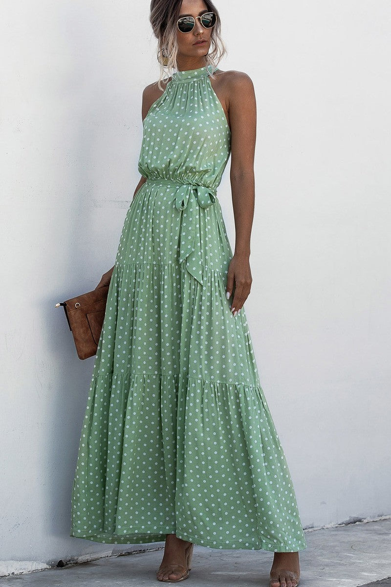 Green Haltered Maxi Dress