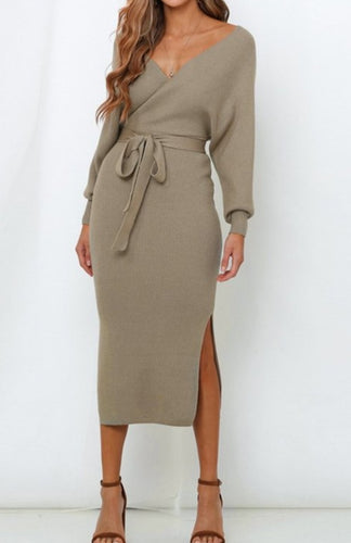 Her Taupe Knit Dress