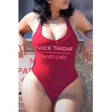 Wine Red Plus Size One-Piece